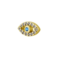 Gold Steel Attachment for (Type S) Internal Thread Labret - Evil Eye Cubic Zirconia - 10mm