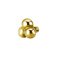 Gold Titanium Attachment for Internal Thread Labret - 3 Ball Trinity