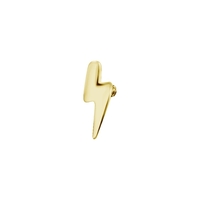 Gold Titanium Attachment for Internal Thread Labret - Lightning Flash