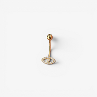 Gold Titanium Double Jewelled Belly Ring Evil Eye Cubic Zirconia