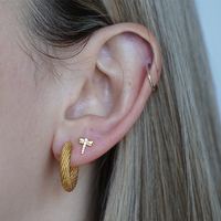 Gold Titanium Threadless Labret - Dragonfly - Cubic Zirconia