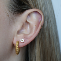 Gold Titanium - Flower - Cubic Zirconia - Threadless Labret