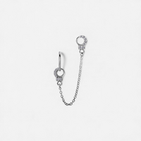 Surgical Steel Hand Cuff and Chain Charm - Cubic Zirconia
