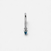 Surgical Steel Spike Charm - Lab Created Emerald Black Opal