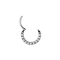 Surgical Steel Hinged Ring - Front Facing Premium Zirconia