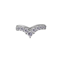Surgical Steel Hinged Ring - Premium Zirconia Front Facing V shape