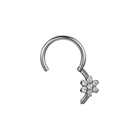 Surgical Steel Hinged Ring - Front Facing Premium Zirconia Flower