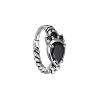 Surgical Steel Hinged Ring - Vintage Pear Cubic Zirconia