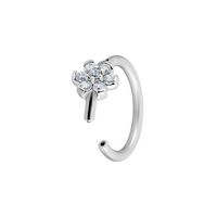 Surgical Steel Hinged Ring - Cubic Zirconia Flower
