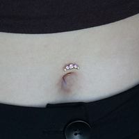 Gold Titanium Threadless Attachment - Pink Cubic Zirconia Half Moon Cluster - 14 Gauge