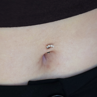 Titanium Threadless Attachment - Cubic Zirconia Square Trio