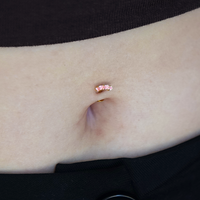 Gold Titanium Threadless Attachment - Pink Cubic Zirconia Square Trio