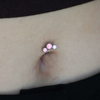 Titanium Threadless Attachment - Pink Cubic Zirconia Bezel Set Trio