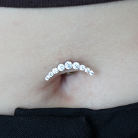 Gold Titanium Threadless Attachment - Cubic Zirconia Clawset Cluster 