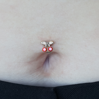 Titanium Threadless Attachment - Red Cubic Zirconia Cherries
