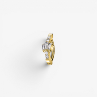 Gold Titanium Belly 'D' Ring - Triple Baguette Cubic Zirconia - 14 Gauge - 12mm