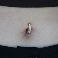 Titanium Belly 'D' Ring - Channel Set Cubic Zirconia - 14 Gauge - 12mm