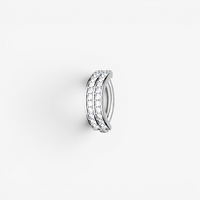Titanium Belly 'D' Ring - Double Channel Set Cubic Zirconia - 14 Gauge - 10mm