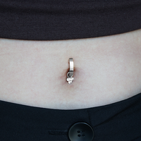 Titanium Belly 'D' Ring - Cubic Zirconia Trinity Charm - 14 Gauge - 12mm