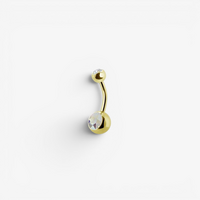 Gold Titanium double Jewelled Belly Ring - Aurora Borealis Crystal - 6mm Ball