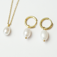 Gold Surgical Steel Pearl Set