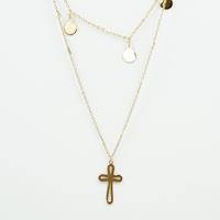 Gold Surgical Steel Layered Cross Necklace