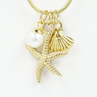 Gold Surgical Steel Ocean Charm Necklace 