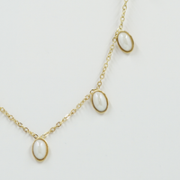 Gold Surgical Steel Bezel Set Pearl Necklace