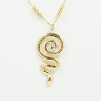 Gold Surgical Steel Snake Charm Necklace