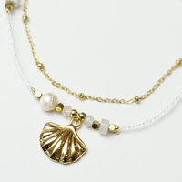 Gold Surgical Steel Threaded Shell Bracelet