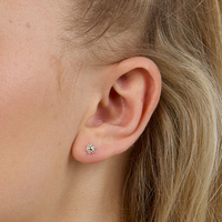 14K Gold Attachment for Threadless Labret - Premium Zirconia Flower - 5mm