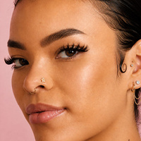 14K Gold Pigtail Nose Stud - Flower Premium Zirconia - 5mm