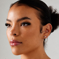 14K Gold Pigtail Nose Stud - Claw Set Premium Zirconia - 3mm