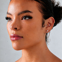 14K Gold Pigtail Nose Stud 3mm Premium Zirconia Star