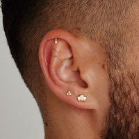 14K Gold Vertical Helix 8.5mm Diamond Shape Prem. Zirc. Threadless Attachment