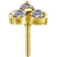 Gold Steel - Premium Zirconia - Trinity - 4mm Internal Thread Labret Attachment
