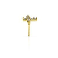 Gold Steel - Premium Zirconia - Cross - 5mm Internal Thread Labret Attachment