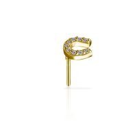 Gold Steel - Premium Zirconia Horseshoe - 6mm Internal Thread Labret Attachment