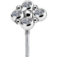 Titanium - Premium Crystal - Bezel Cluster Design - Internal Thread Labret Attachment