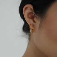 Gold Titanium Premium Zirconia Pear Charm