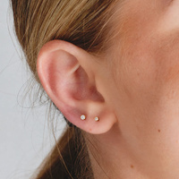 Gold Titanium 2mm Premium Zirconia Clawset - Threadless 18G - 7mm Flatback Stud