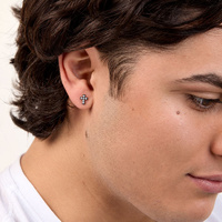 Black Titanium 5mm Premium Zirconia Cross - Threadless    18G - 7mm Flatback Stud