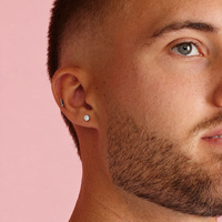 Titanium 4mm Premium Zirconia Clawset  - Threadless 18G - 7mm Flatback Stud