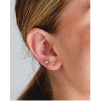 Gold Titanium 3.5mm Premium Zirconia Trinity  - Threadless 18G - 7mm Flatback Stud
