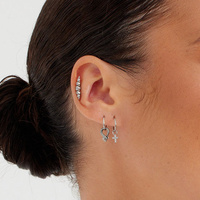 Titanium Premium Zirconia 10mm Half Moon Cluster  - Threadless 18G - 7mm Flatback Stud