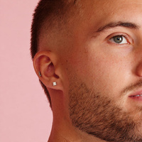 Titanium 4mm Premium Zirconia Square - Threadless 18G - 7mm Flatback Stud