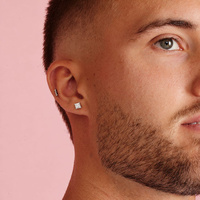 Titanium 5mm Premium Zirconia Square - Threadless 18G - 7mm Flatback Stud