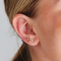 Gold Titanium 2.5mm Ball  - Threadless 18G - 7mm Flatback Stud