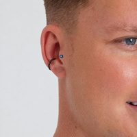 Black Titanium 2.35mm Aqua Prem Zirconia  - Threadless 18G - 7mm Post