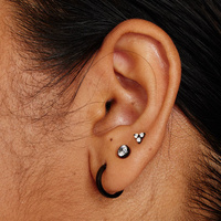 Black Titanium 4mm Premium Zirconia  - Threadless 18G - 7mm Flatback Stud
